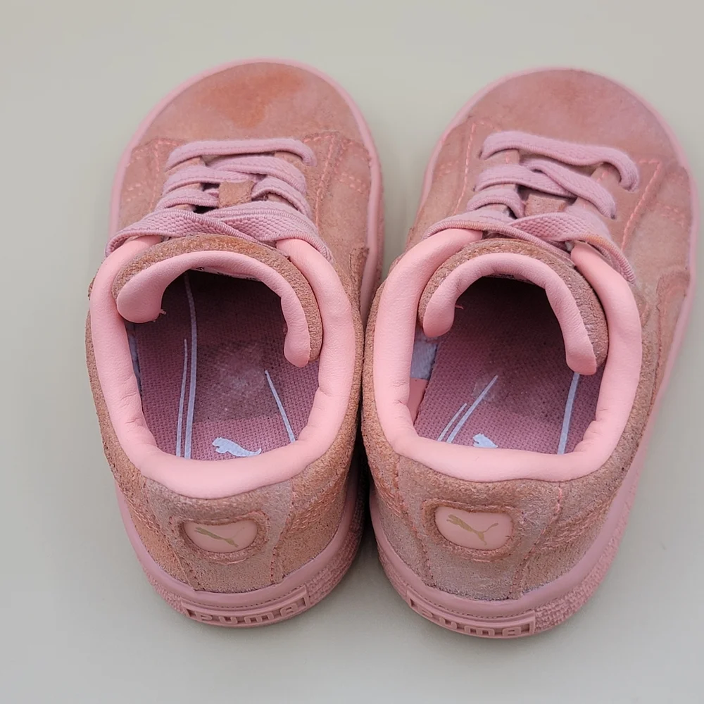 Puma Suede Classic Mono Gold Slip On Toddler Shoes Size 5C Salmon Pink Kids